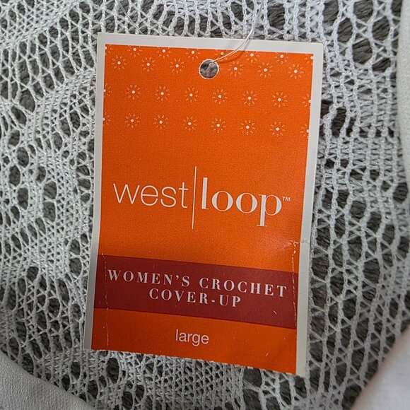 Womens White West Loop Crochet Cover Up Lace Tank Top Sleeveless Round Neck L - Picture 4 of 10